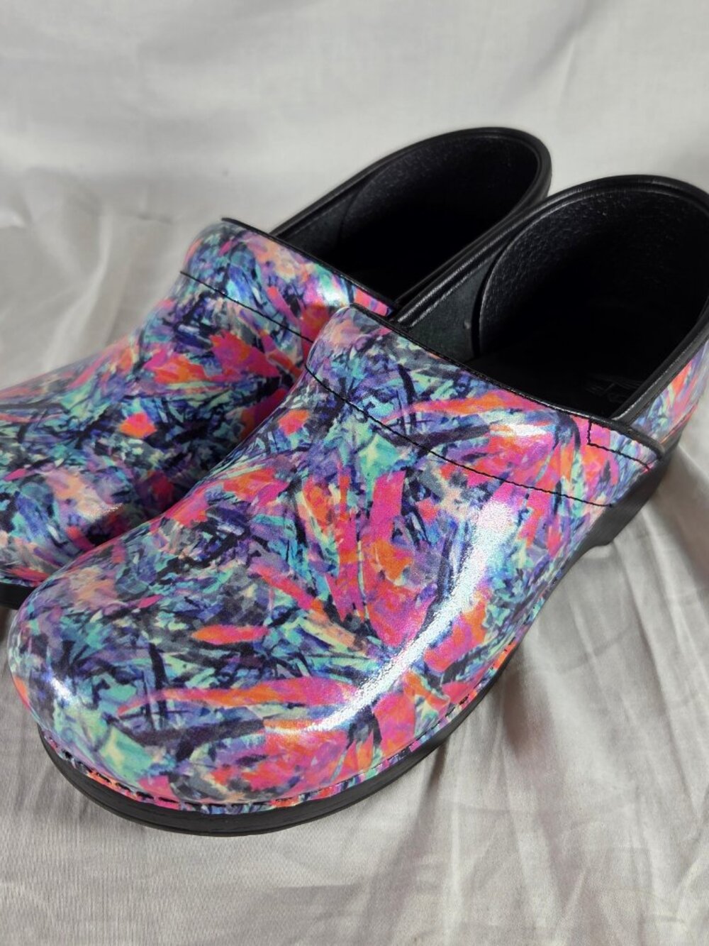 Dansko Professional Clogs Paint Storm Abstract Patent Multi 40 / 9.5-10